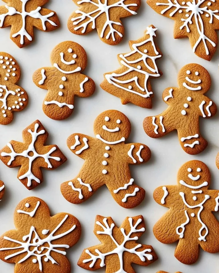 Delicious homemade gingerbread cookies decorated for the holidays