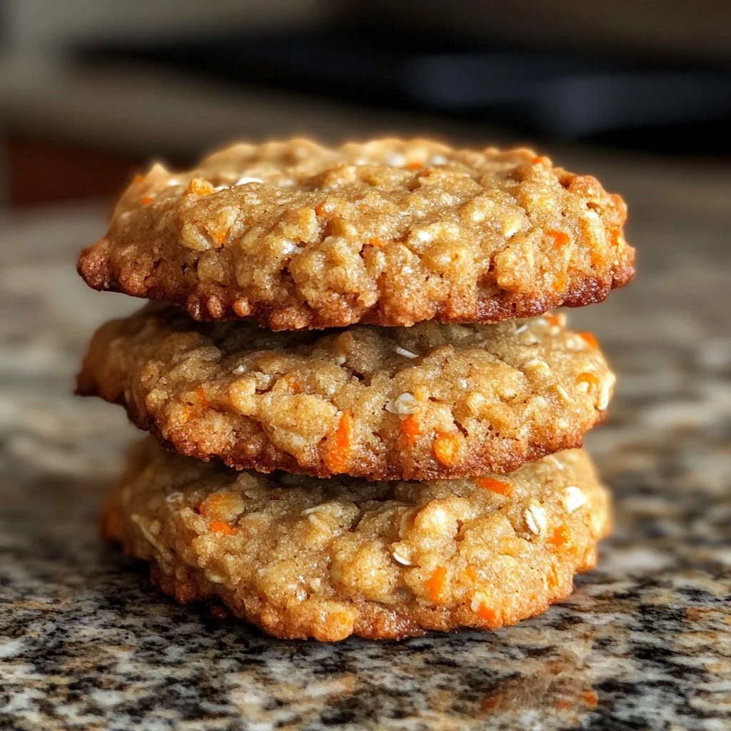Delicious easy carrot cake oatmeal cookies on a white plate
