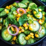 Vibrant Mexican cucumber salad served in a bowl with fresh ingredients