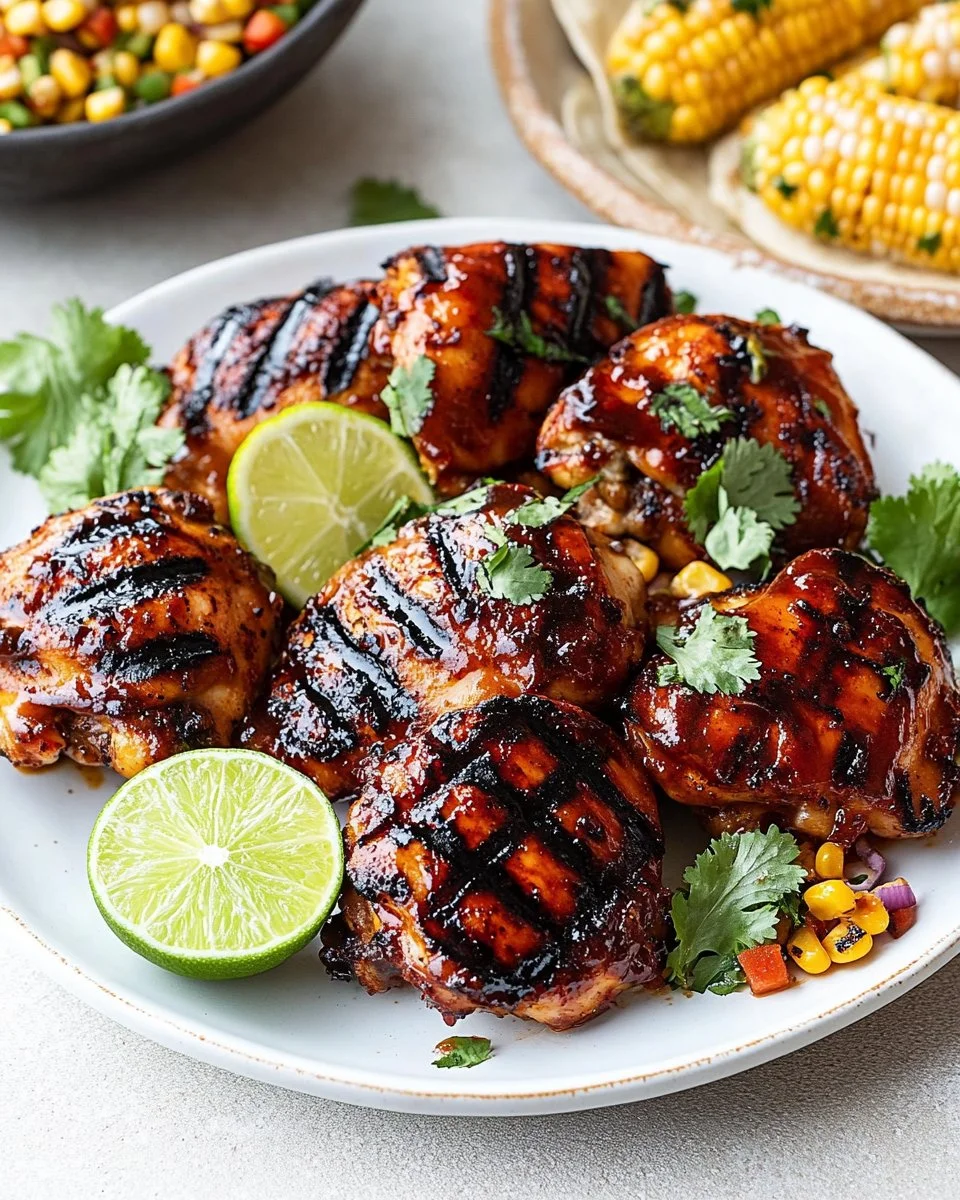 Delicious Mexican grilled chicken with spices and herbs on a grill