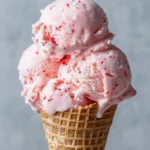 Delicious bowl of peppermint ice cream topped with candy cane sprinkles