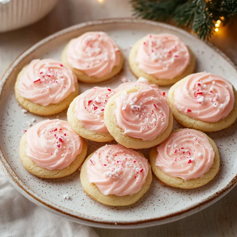 Plate of peppermint meltaway cookies with festive decorations