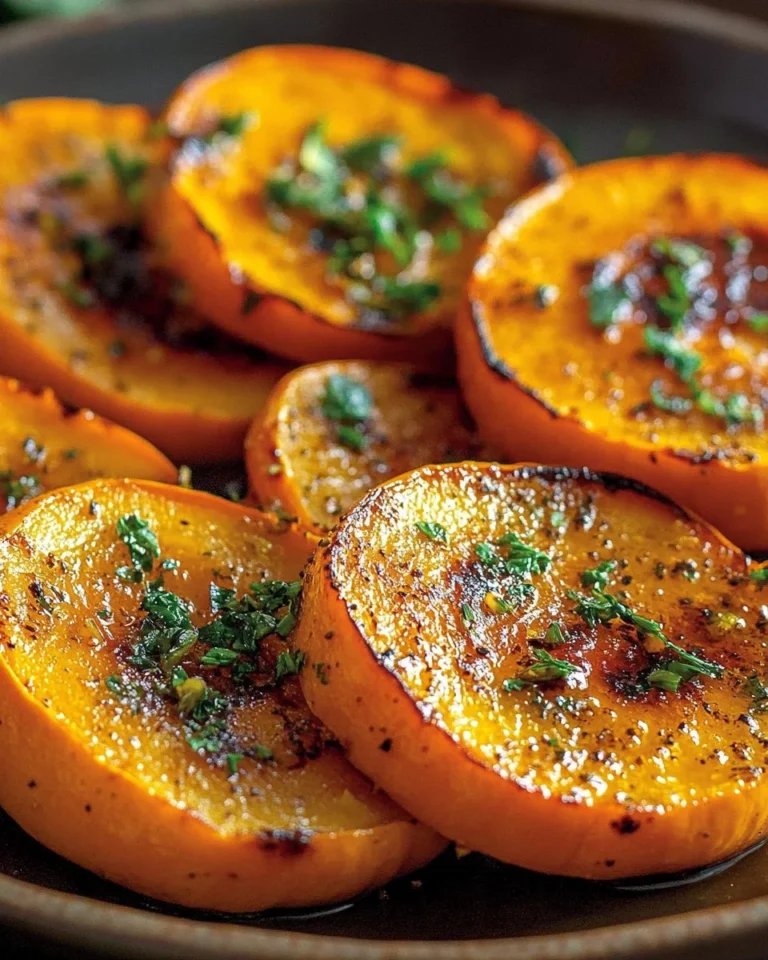 Roasted buttercup squash with herbs and spices on a serving platter.