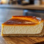 Delicious salted caramel cheesecake topped with caramel drizzle and sea salt flakes