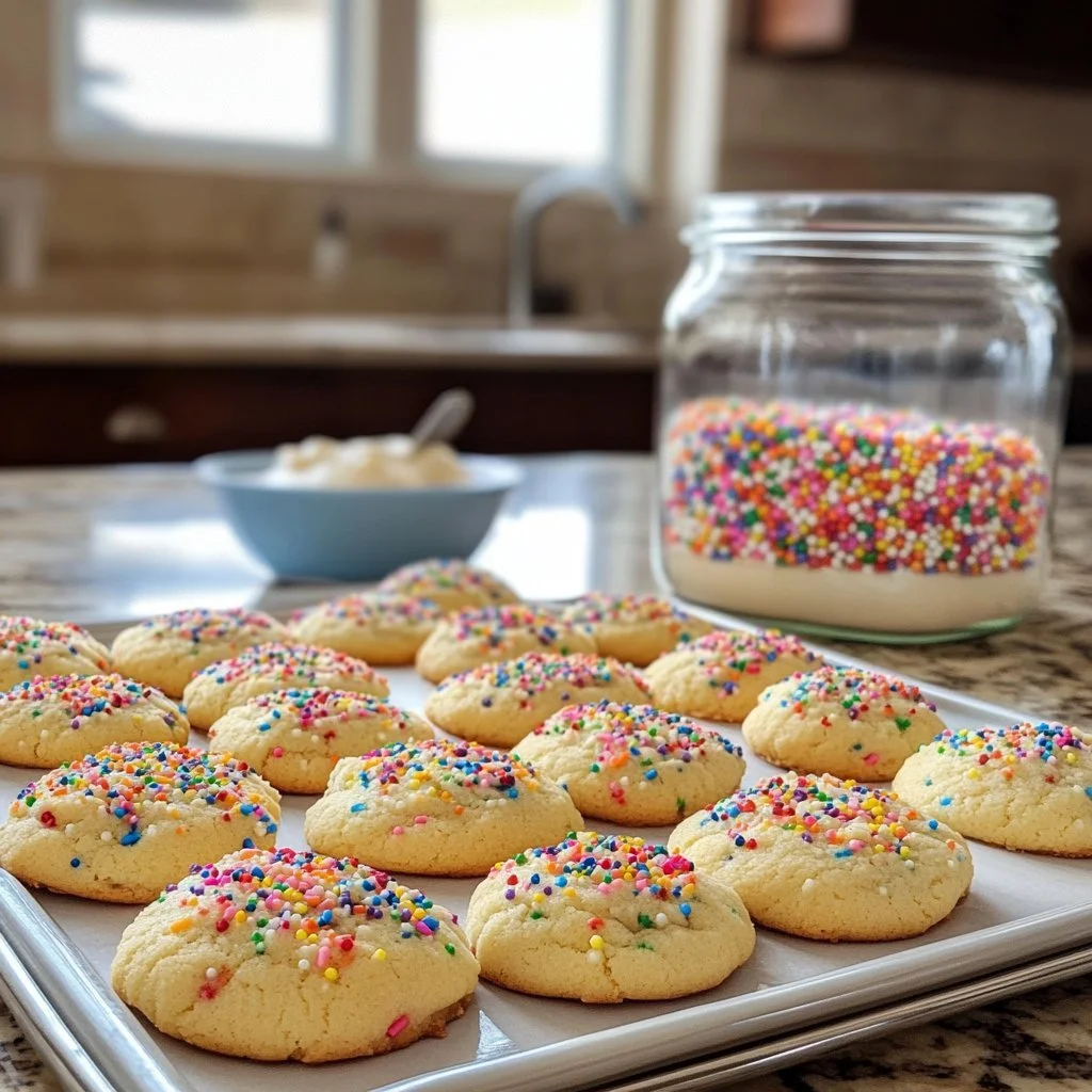 Delicious soft sugar cookies on a rustic wooden table.