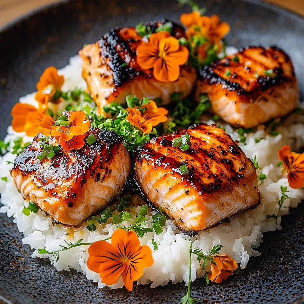 Spicy glazed chicken served with stir-fried cucumbers and scallions