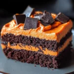 Spooky brownies decorated for Halloween with chocolate frosting and spooky toppings