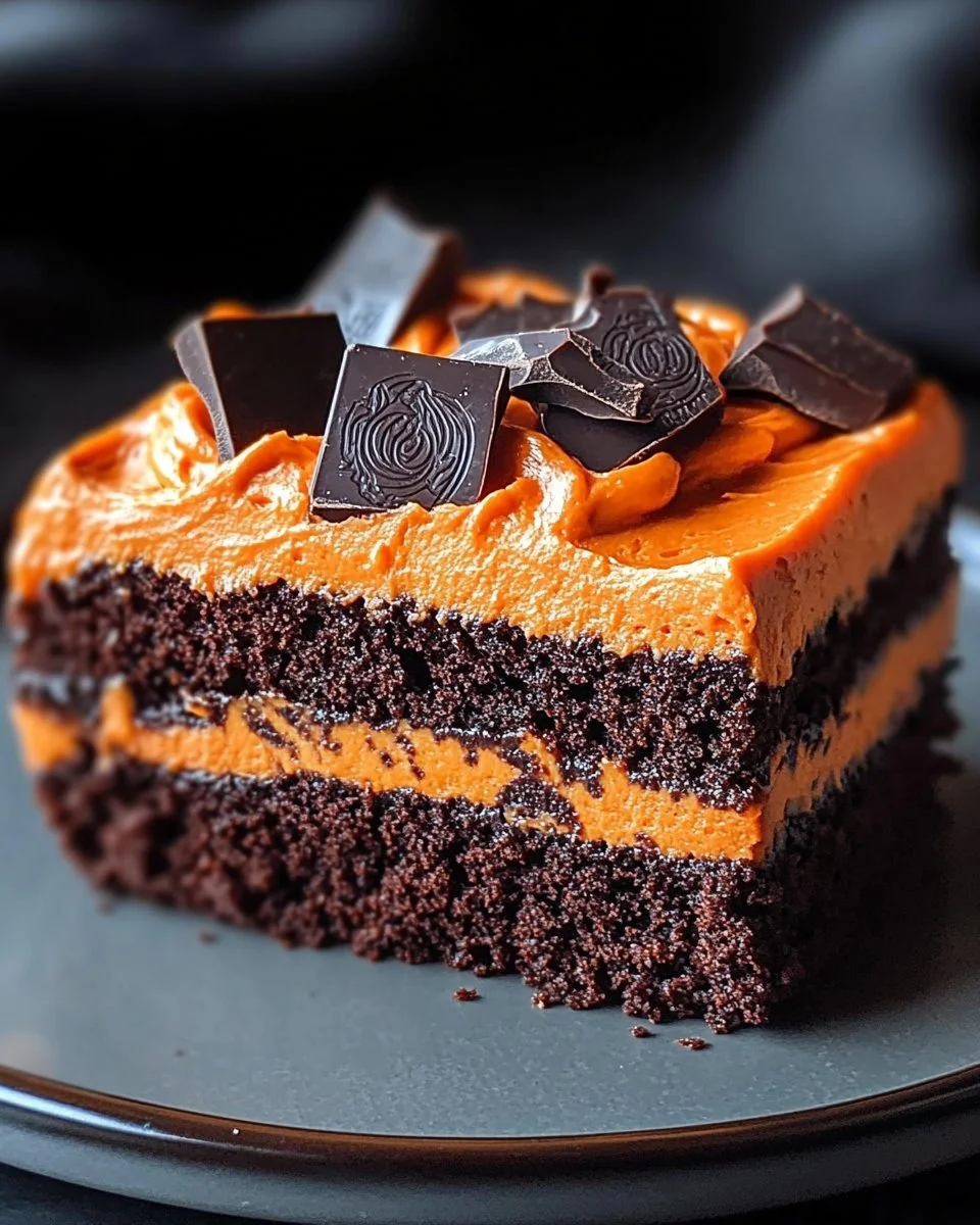 Spooky brownies decorated for Halloween with chocolate frosting and spooky toppings