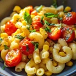 Delicious street corn pasta salad with fresh ingredients