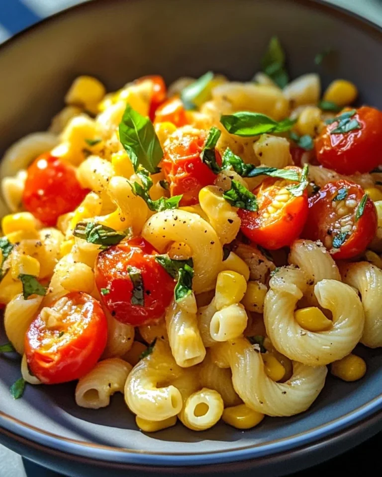 Delicious street corn pasta salad with fresh ingredients