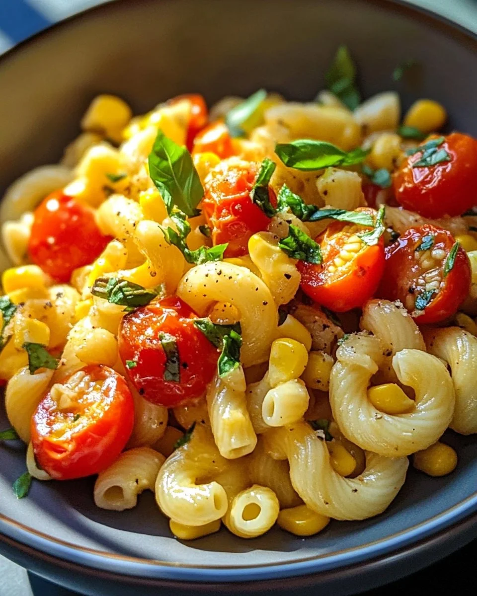 Delicious street corn pasta salad with fresh ingredients