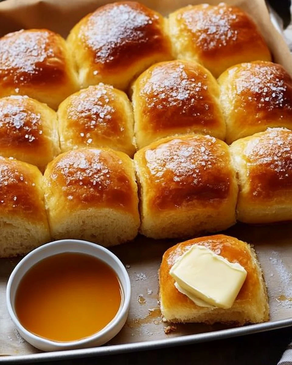 Freshly baked sweet potato dinner rolls on a wooden table