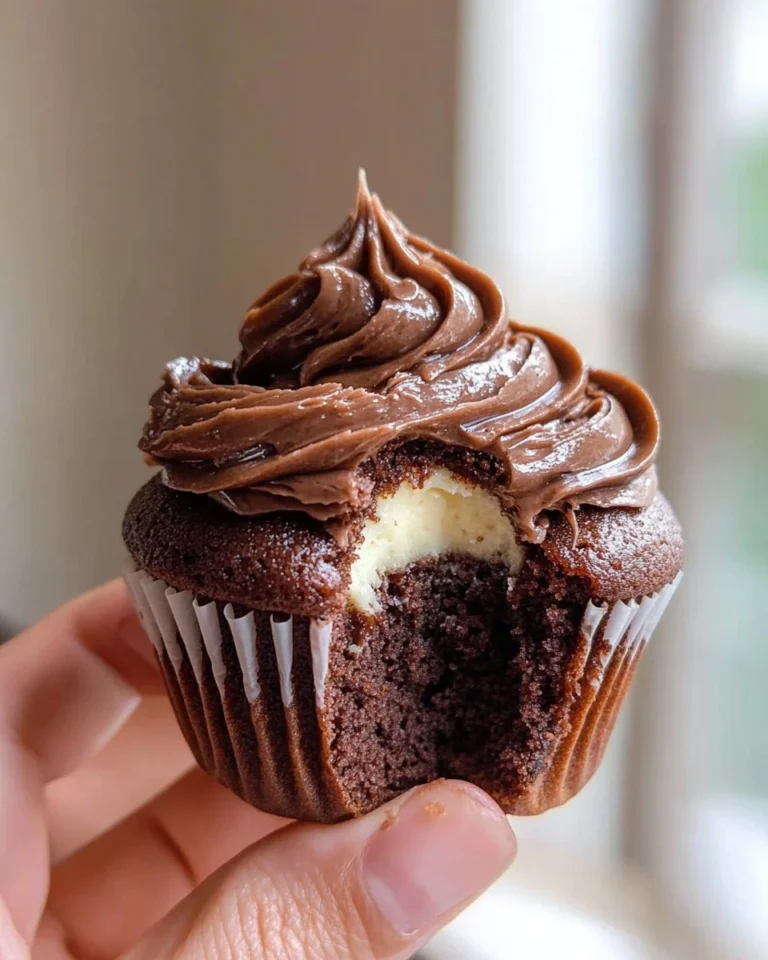 Swirled chocolate cupcakes filled with cream, decorated beautifully for dessert