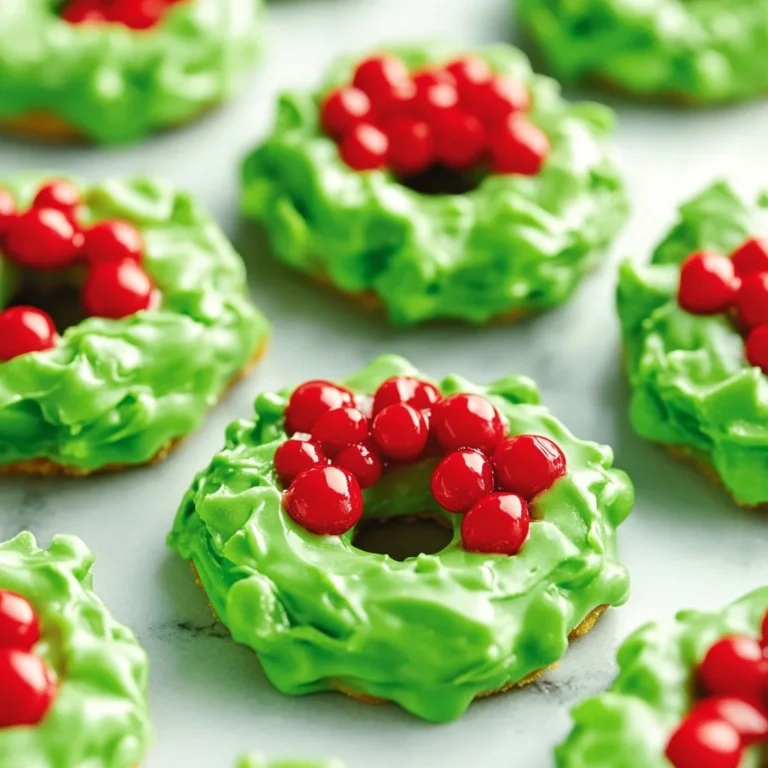 Colorful wreath cookies decorated for the holidays on a festive table