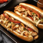 Delicious Chicken Philly Cheese Steaks with melted cheese and fresh vegetables