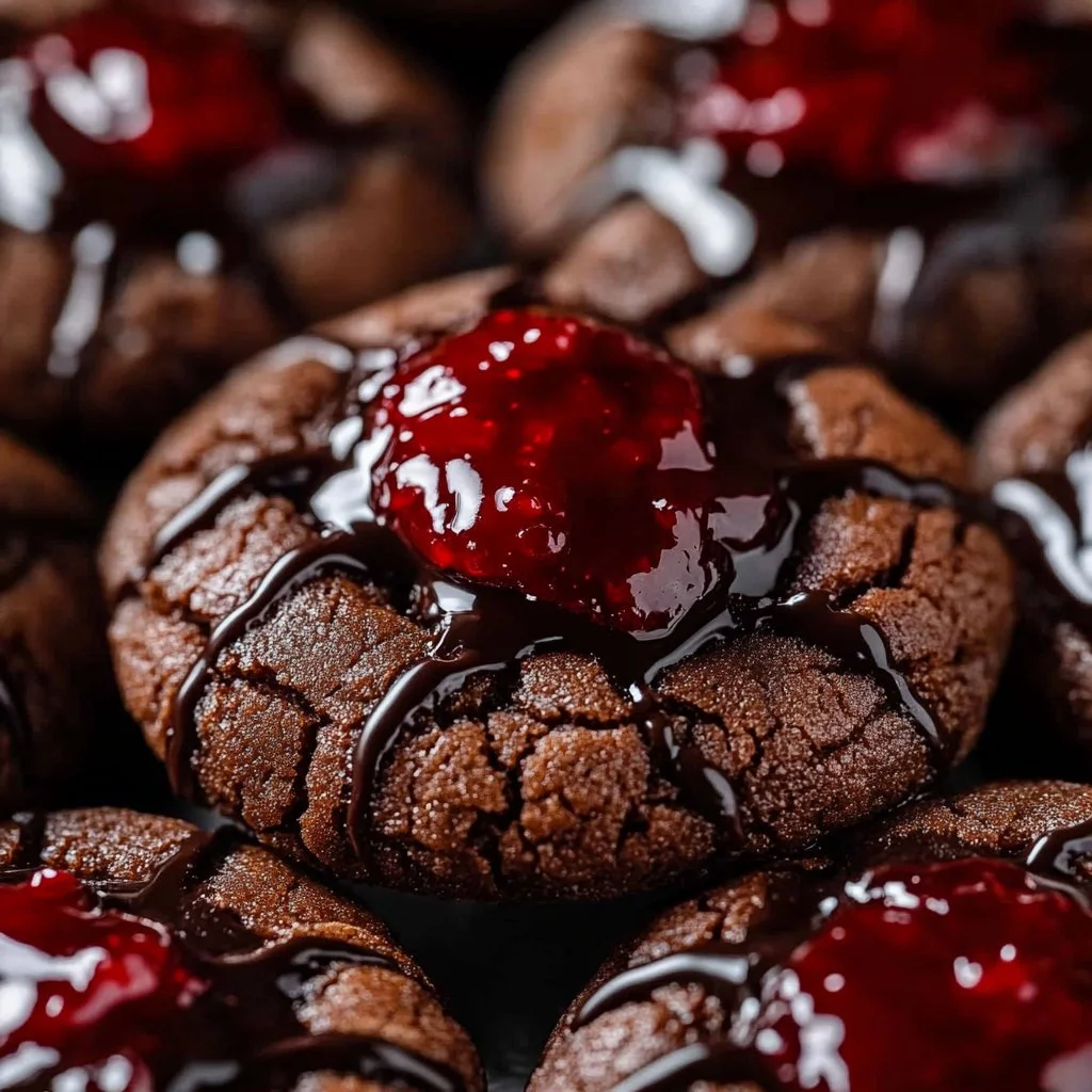 Chocolate Cherry Thumbprint Cookies