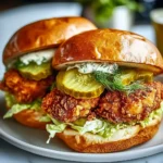 Crispy Dill Chicken Sandwich with fresh dill and golden-brown chicken fillet