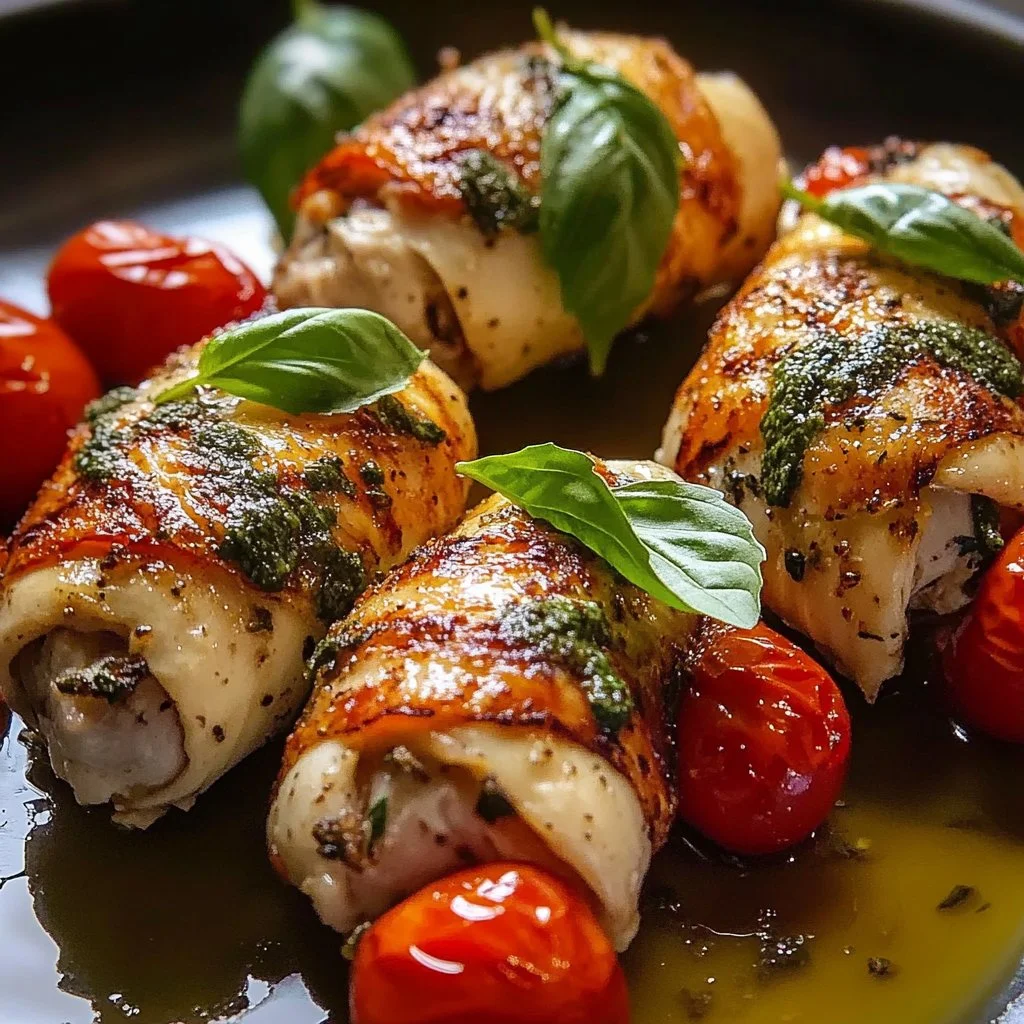 Pesto Mozzarella and Tomato Stuffed Chicken Breasts