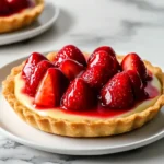 Delicious homemade strawberry custard tarts garnished with fresh strawberries
