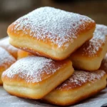 Vanilla French Beignets dusted with powdered sugar, ready to enjoy