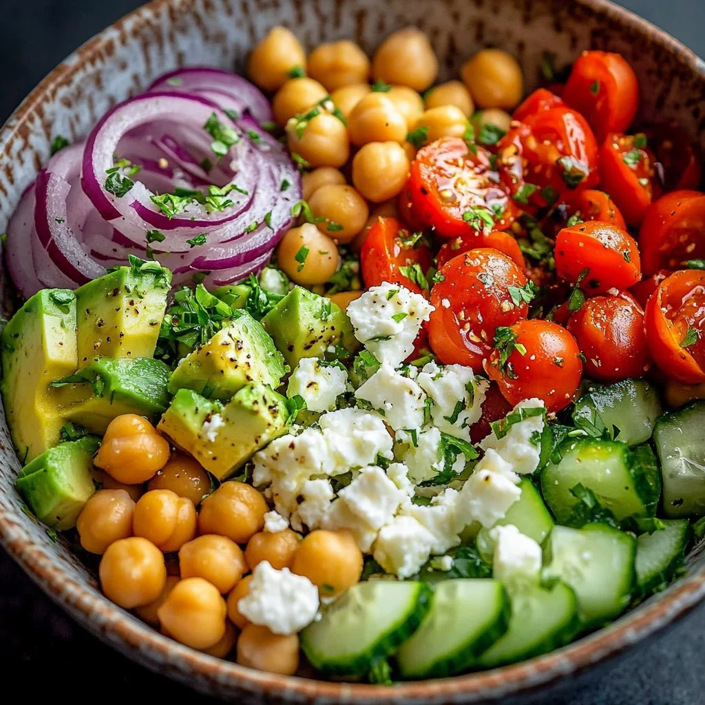 Vibrant Chickpea Feta Avocado Salad